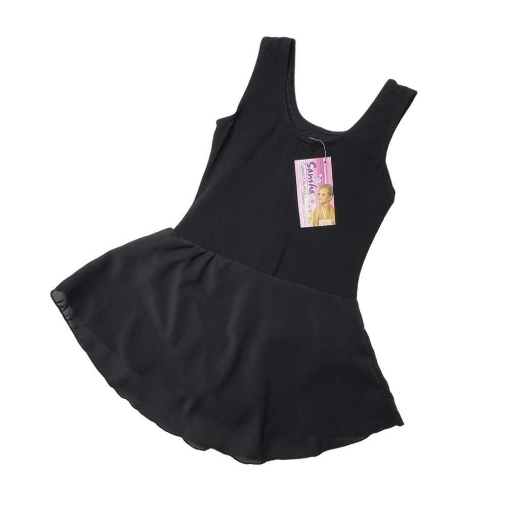Sansha Esona Ballet Leotard Dress Black Size G = Girl’s 14 Skirt Tank New NWT - Picture 2 of 7